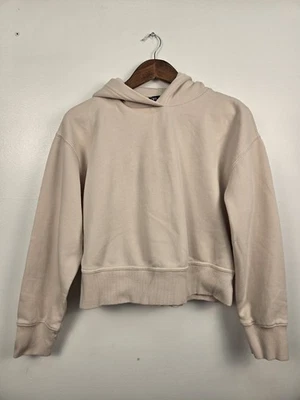 Sudadera con Capucha Recortada Zara Crema Minimalista Informal Otoño Neutro Talla Pequeña Foto 1 de 4