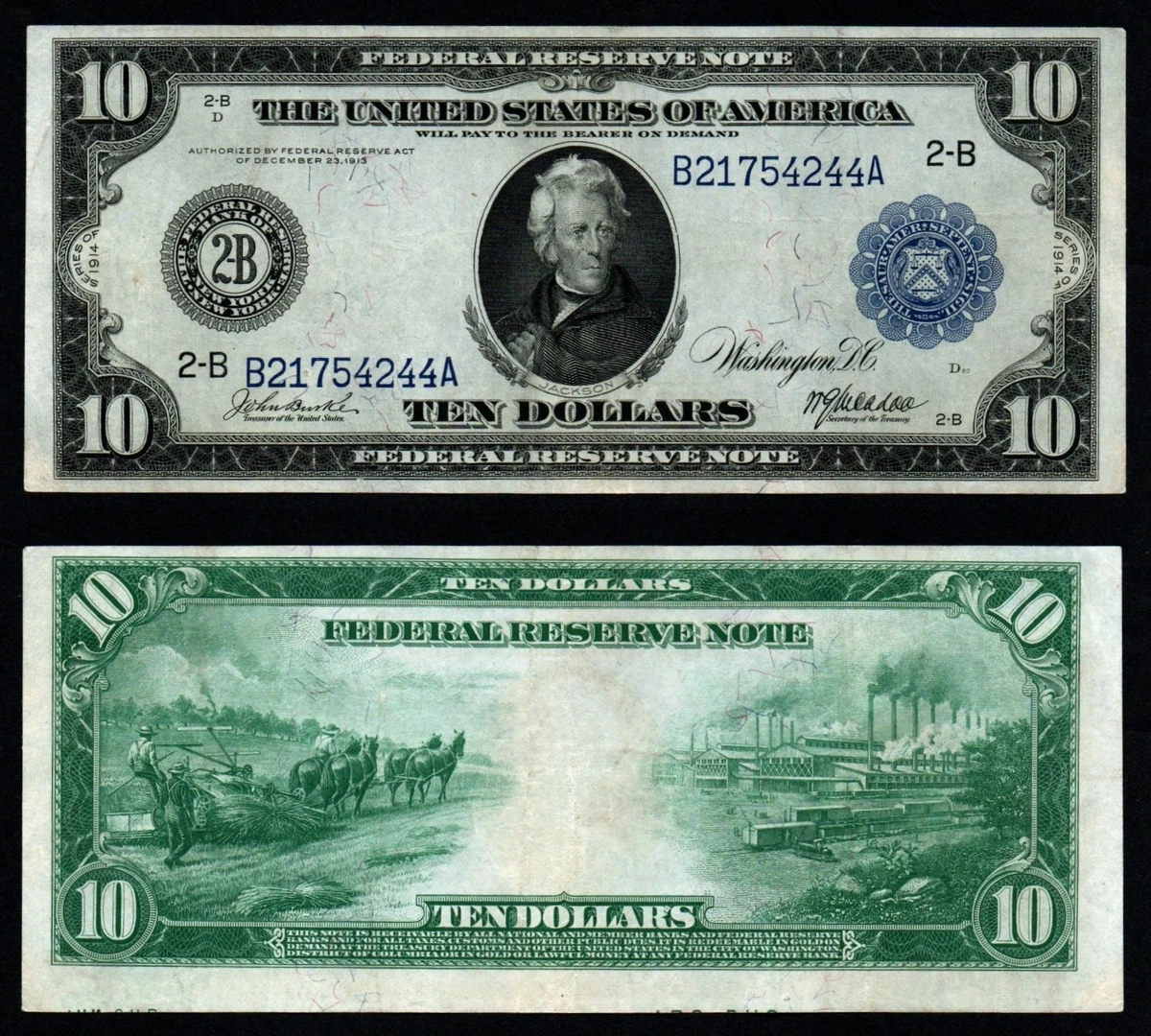 ア*イ様 ☆レア☆ アメリカ 旧紙幣 10ドル札 1914年 ア*イ様 ☆レア