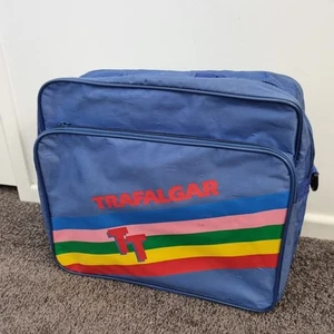 Vintage 80's Trafalgar Zip Shoulder Crossbody Bag Tote Blue TT Rainbow - Picture 1 of 12