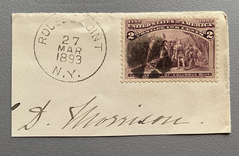 US Early stamps 1800’s Sc #231 2c Colombian Expo on envelope cutout - Image 1 of 1