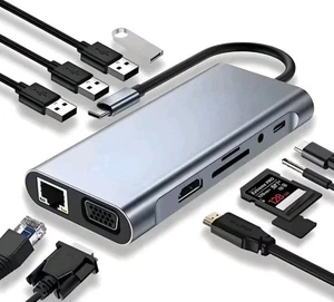 11-in-1 USB C Hub 4K USB C auf HDMI Adapter SD/MicroSD Kartenleser 4 USB 3.0 Port - Bild 1 von 1