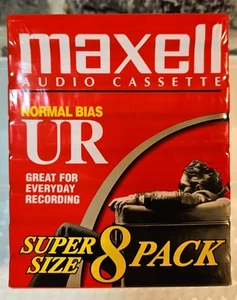 Maxell Blank Tapes Audio Cassette Normal Bias UR 60 Minutes 8 Pack SEALED - Picture 1 of 5