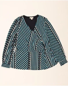 MONSOON Womens Shirt Blouse UK 20 2XL Blue Striped Polyester BA10 - Picture 1 of 3