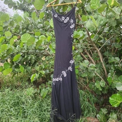 ШИКАРНЫЙ 100% шелк Xscape бисером причудливый готическое платье sz 4 - Изображение 1 из 4