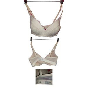 Sujetador acolchado Lively 34DD marfil beige encaje sin alambre modesto 149969 - Imagen 1 de 4