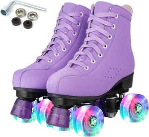 Women Roller Skates High-Top Double-Row PU Leather Roller Skates for Women Girls - Picture 1 of 8