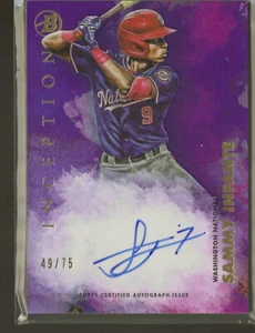 2021 Bowman Inception Sammy Infante /75 Fuchsia Foil Auto Washington Nationals - Picture 1 of 2