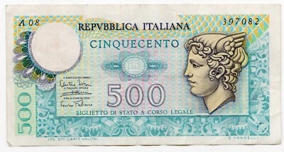 Italy 500 Lire Mercurio Biglietto Di Stato 1974 Replacement Note - Image 1 of 2