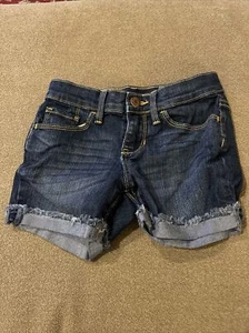 Old Navy Girls Blue Jean Denim Stretch Shorts 7 Regular Adjustable Waist (AH) - Picture 1 of 4