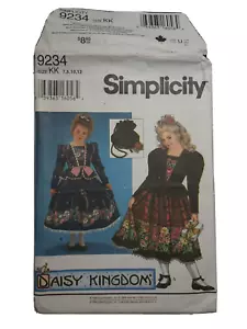 Simplicity 9234 Girls Daisy Kingdom Dress Size 7-12 Pattern Cut Envelope Damage - Picture 1 of 4