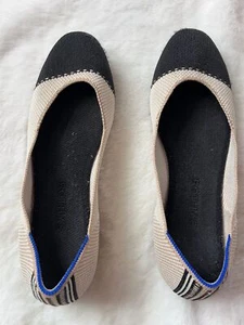 ROTHY'S Square Toe Tuxedo Knit Woven Ballet Flats Sz 9 - Picture 1 of 6