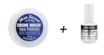 Mia Secret Polvos de Uñas Espejo Cromo + Acabado de Vidrio UV-LED Gel 1/2 OZ - Elige Foto 1 de 2