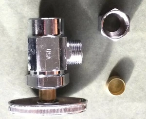 Chrome Angle Valve Shut Off 1/2 CU x 3/8" O.D. Compression [47919] - Picture 1 of 2