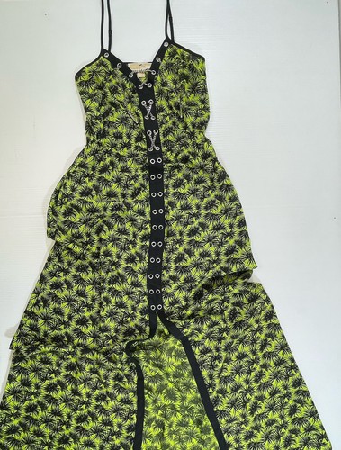 Maxi abito Michael Kors donna verde palma dettaglio catena fessura anteriore XS
