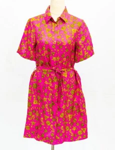 Versace pink floral print belted shirt dress - Picture 1 of 7