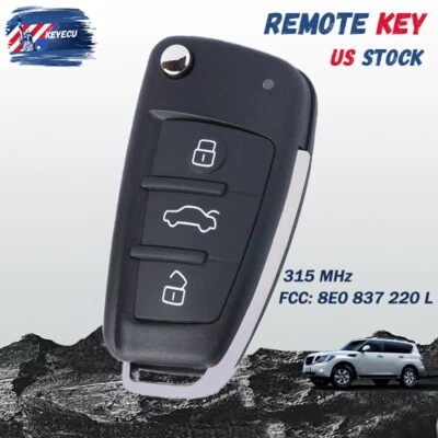 8E0837220L for Audi A4 S4 2006-2010 Upgraded Flip Remote Key Fob 315MHz ID48 Foto 1 de 4