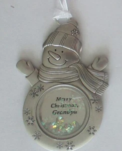 EE1 Merry Christmas Grandpa SPARKLE & SHINE SNOWMAN ORNAMENT ganz - Picture 1 of 4