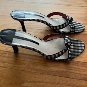 9 WEST Nine West black white check slip on sandal, size 8 1/2 - Picture 1 of 5
