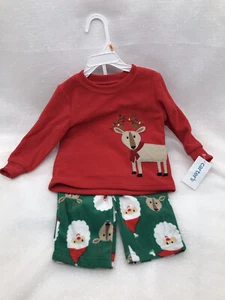 Baby Boys Girls Carters 2pc Christmas Pajama PJ Set Santa Reindeer Size 12M NEW - Imagen 1 de 6