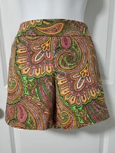 J. Crew Women's Multicolor Paisley Boho Retro Shorts Size 8 EUC - Picture 1 of 10