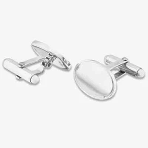 Sterling Silver Oval Edged Toggle Cufflinks LH42 T/L - Picture 1 of 1