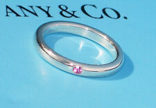Tiffany & Co Sterling Silver Ring Pink Sapphire Elsa Peretti STACKING Band Ring