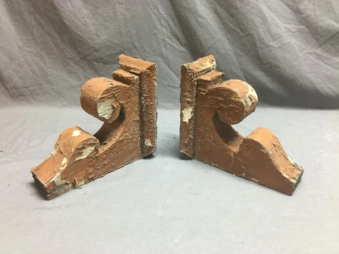 Small Pair  Antique Wood Porch Corbels Shabby VTG Chic Shelf Brackets 736-20B Cover