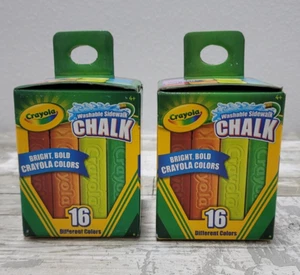 2X Crayola Washable Sidewalk Chalk Outdoor Toy 16 Count Square Anti Roll - Picture 1 of 7