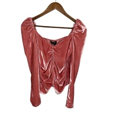 Minkpink Womens Milkmaid Coquette Velvet Top Size M Pink Flirty Fairy Ren Faire - Image 1 of 4