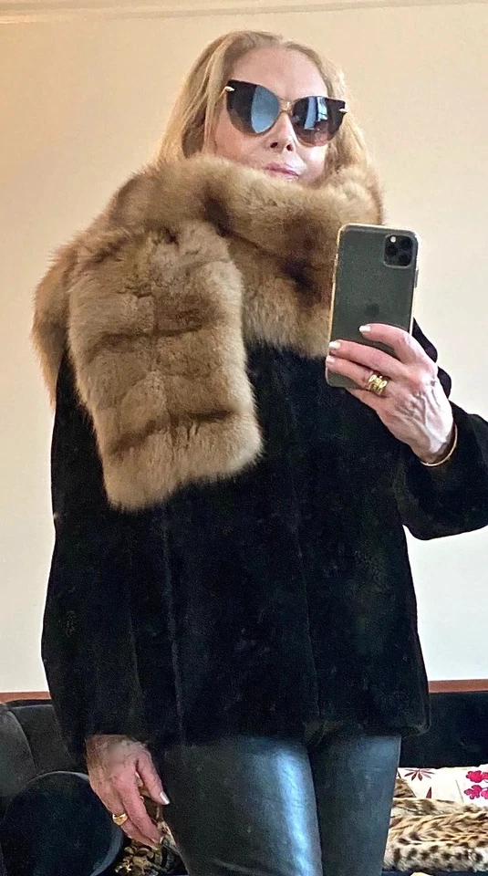 J. MENDEL GOLDEN RUSSIAN SABLE FUR DOUBLE-SIDED COLLAR SNOOD STOLE COAT JACKET - Image 1 of 4