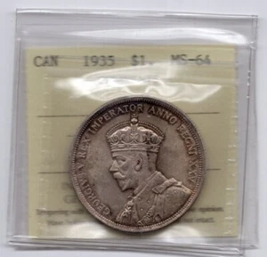 1935 Canada One Silver Dollar - ICCS Graded MS64 - Picture 1 of 2