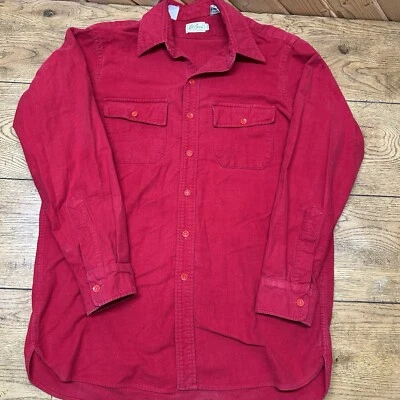 Vintage LL Bean Red Long Sleeve Classic 100% Cotton Men’s L/XL 16 1/2 Long USA - Image 1 of 4