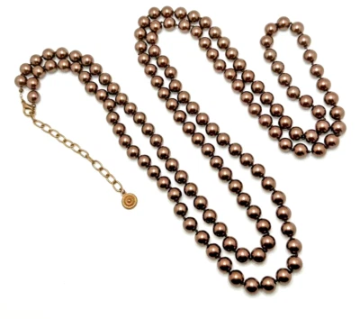 ROBERT J GRAZIANO Copper Glass Bead Necklace Statement 60" - 64" - Image 1 of 4