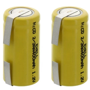 2x 2/3AA 1.2V 400mAh Rechargeable Batteries w/Tabs For Razor FRS Solar DIY Pack - Picture 1 of 8