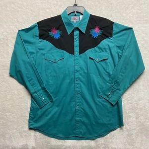 Vintage Ely Diamond Mens Button Shirt Size XL Blue Pearl Snap Cowboy Western - Picture 1 of 14