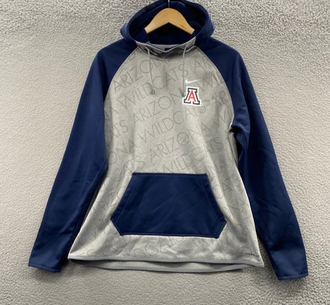 Arizona Wildcats Nike Hoodie Mens Medium Blue Sweatshirt Thumb Holes Cowl Neck Cover