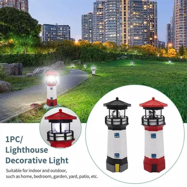 HSHD Lighthouse with Rotating Beacon LED Lights - Solar Lighthouse