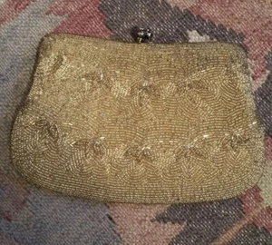 Walborg Vintage Gold Beaded Purse Clutch Handbag Retro Pinup VLV J6 - Picture 1 of 7