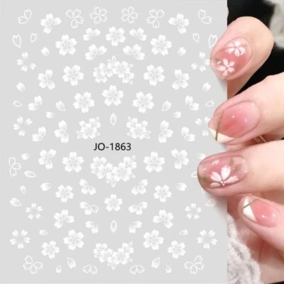 NAIL STICKERS FLOWERS TULIPS Nail Art Stickers Transfers Decals White Spring Flowers Fern Daisy Daisies J1863