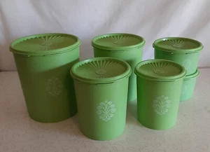 Tupperware Vintage Canisters with Lids Nesting Green USA - Picture 1 of 5