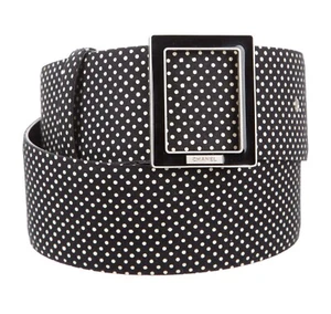 CHANEL Wide Belt Black White Polka Dot Signature Logo Buckle 42 10 NEW Spring 13 - Picture 1 of 10