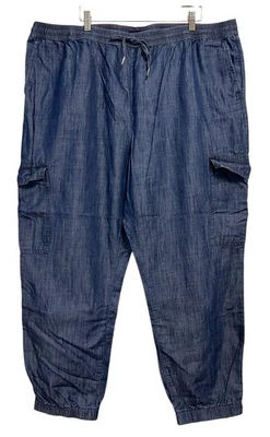 Tommy Hilfiger Pantalones Para Mujer 2XL Azul Cambray Carga Jogger Cintura Elástica Foto 1 de 4