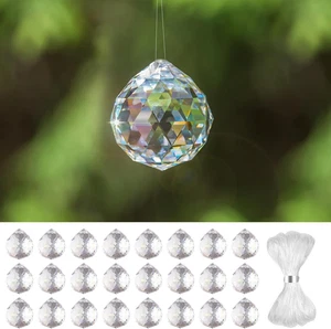 24er Set Sonnenfänger 20mm Prisma Suncatcher mit 10m Kristallfaden Deko - Bild 1 von 7