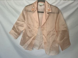 Petite Sophisticate Silk Pink Sheer Cadigan Blazer Sz: P12Grannycore Cottagecore - Picture 1 of 13
