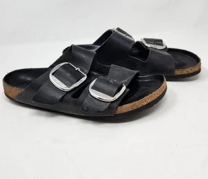 Birkenstock Arizona Big Buckle 41 Black Oiled Leather Sandal US Women’s 10-10.5 - Picture 1 of 13