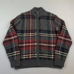 Tommy Hilfiger Pullover Herren XL grau rot Tartan kariert Wolle Heritage Full Zip - Bild 1 von 15