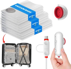 Sacchi Sottovuoto Vestiti Con Pompa Elettrica Usb, 9 Pezzi Di Buste Sottovuoto ( - Foto 1 di 12