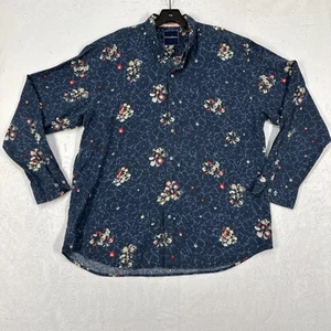 Tommy Bahama Shirt Mens XL Long Sleeve Button Up Blue Floral Silk Blend - Picture 1 of 8