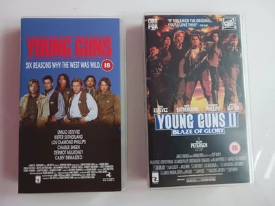 Young Guns 1 & 2 VHS Emilio Estevez, Kiefer Sutherland, Lou Diamond Phillips Vgc Foto 1 de 4