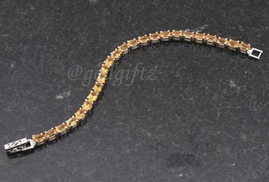 Natural Citrine Bracelet, 925 Silver Bracelet, Tennis Bracelet, Gemstone Bracele - Picture 1 of 3